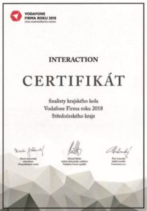 Certifikát od Interaction Firma roku 2018