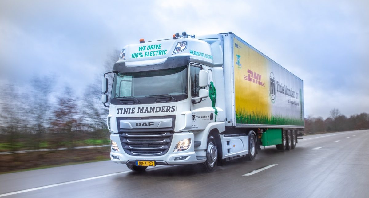 DAF dodal plně elektrické vozidlo společnosti Tinie Manders Transport z Geldropu