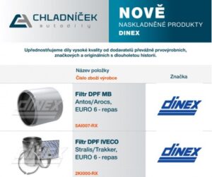 CHLADNÍČEK autodíly představuje nově naskladněné produkty sortimentu DINEX